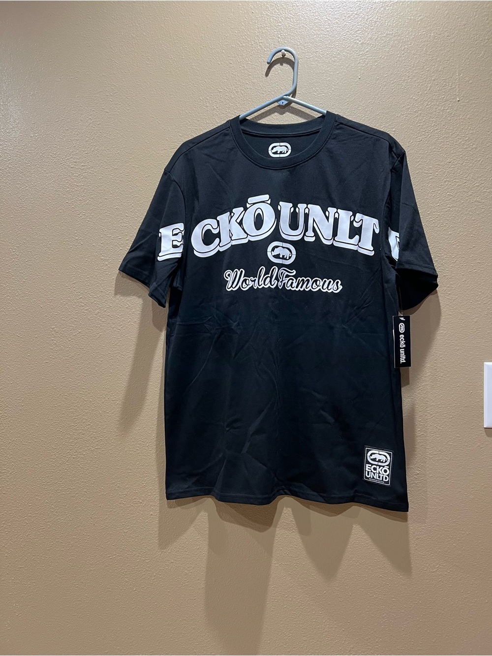 Ecko Unlimited Men’s Black Tee with Bold White Script Logo
